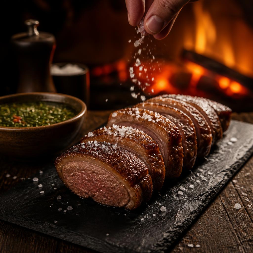 Picanha na brasa com sal de parrilha